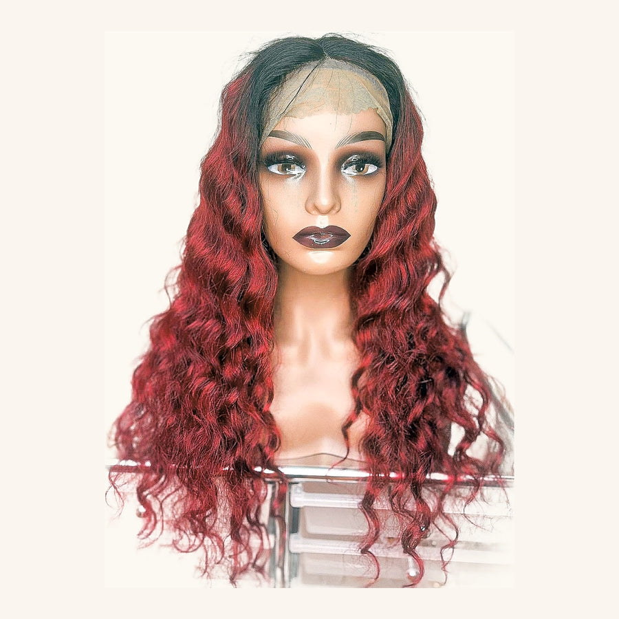 Deep curl burgundy, 24 inches, 250% density