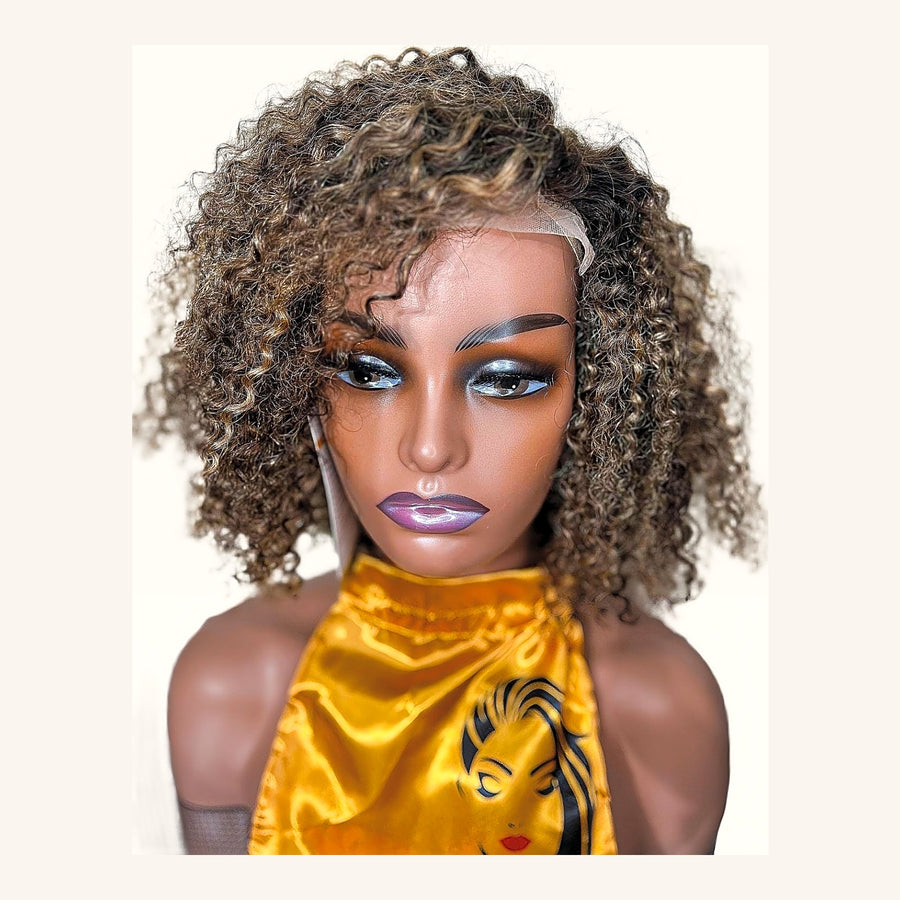 Kinky curly bang wig, 10 or 12 inches