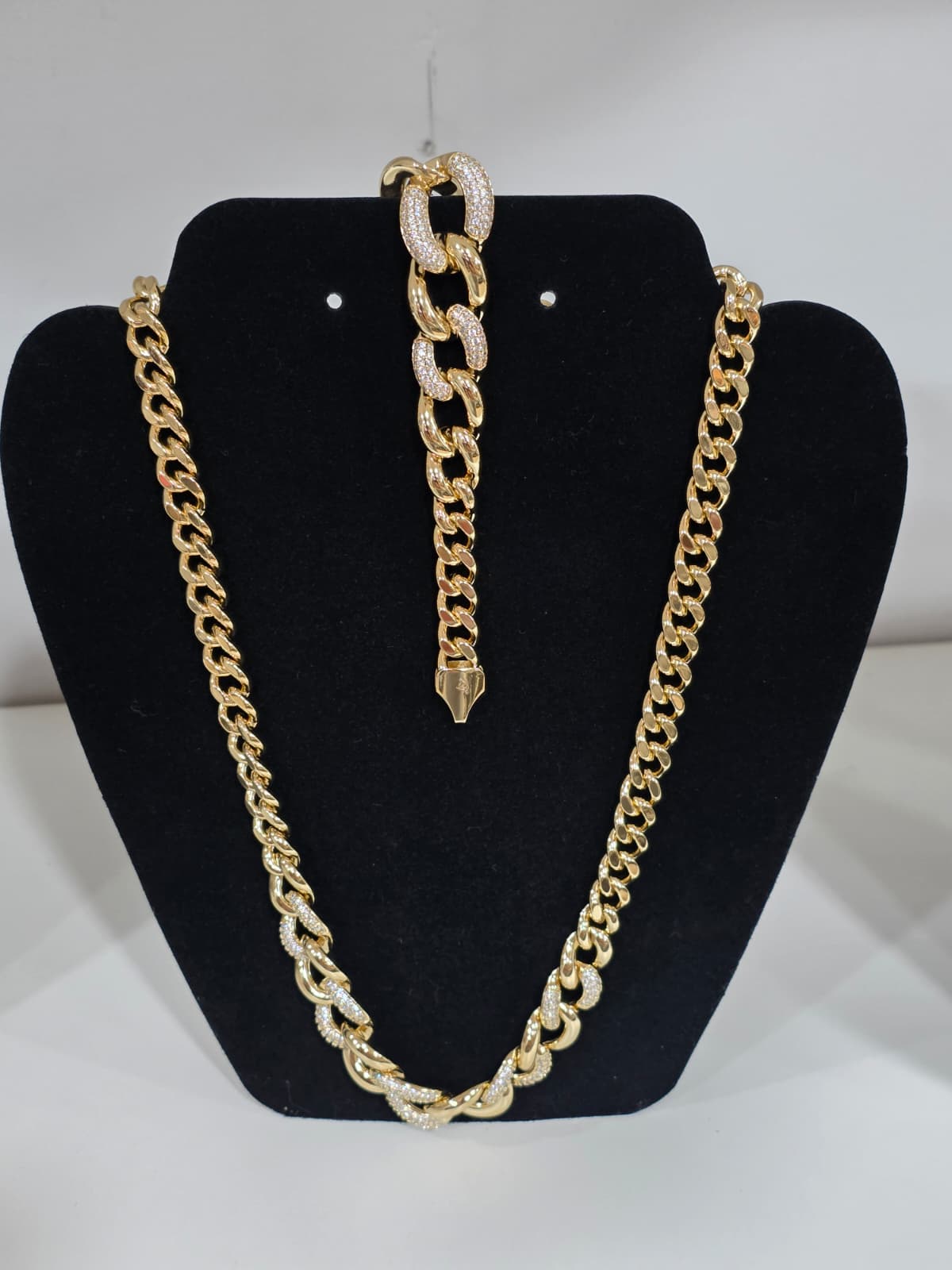 24K gold plated Cuban necklace and bracelet set ME0019