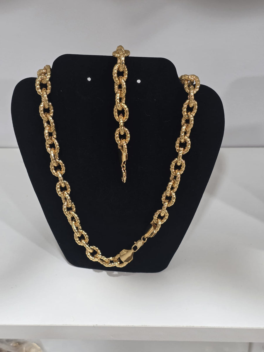 Gold plated chain necklace and bracelet set ME0020