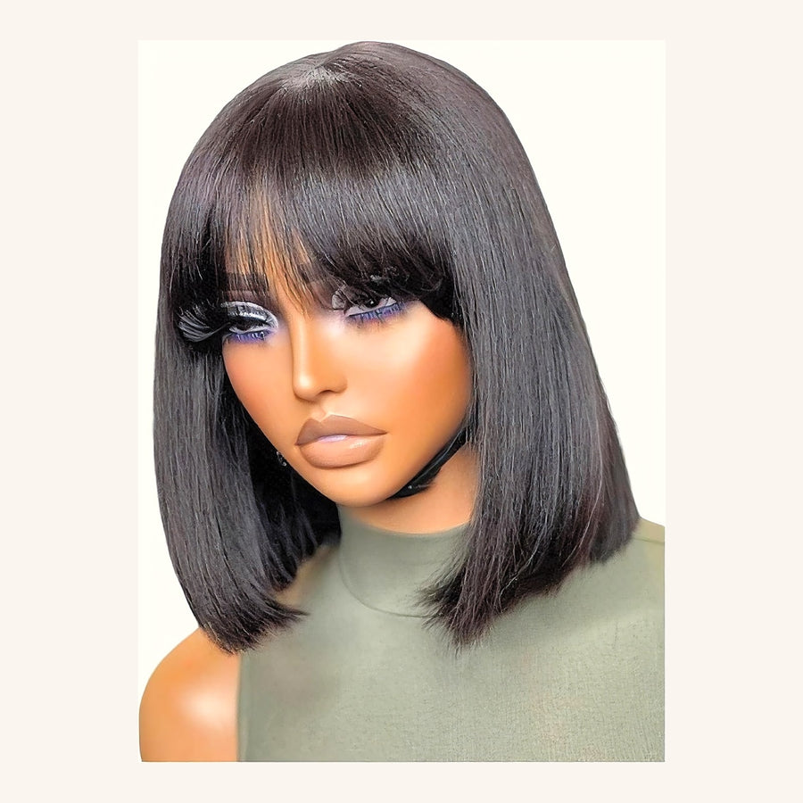 Short Bob Wig, Glueless with Bangs